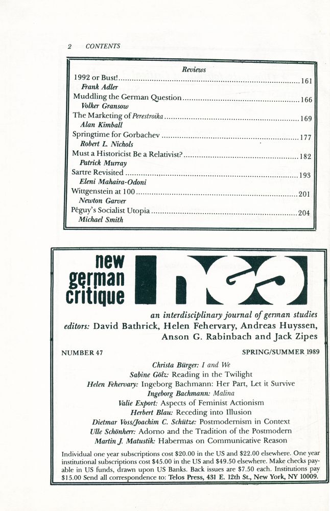 『Telos』 (No.80.81) 1989 3