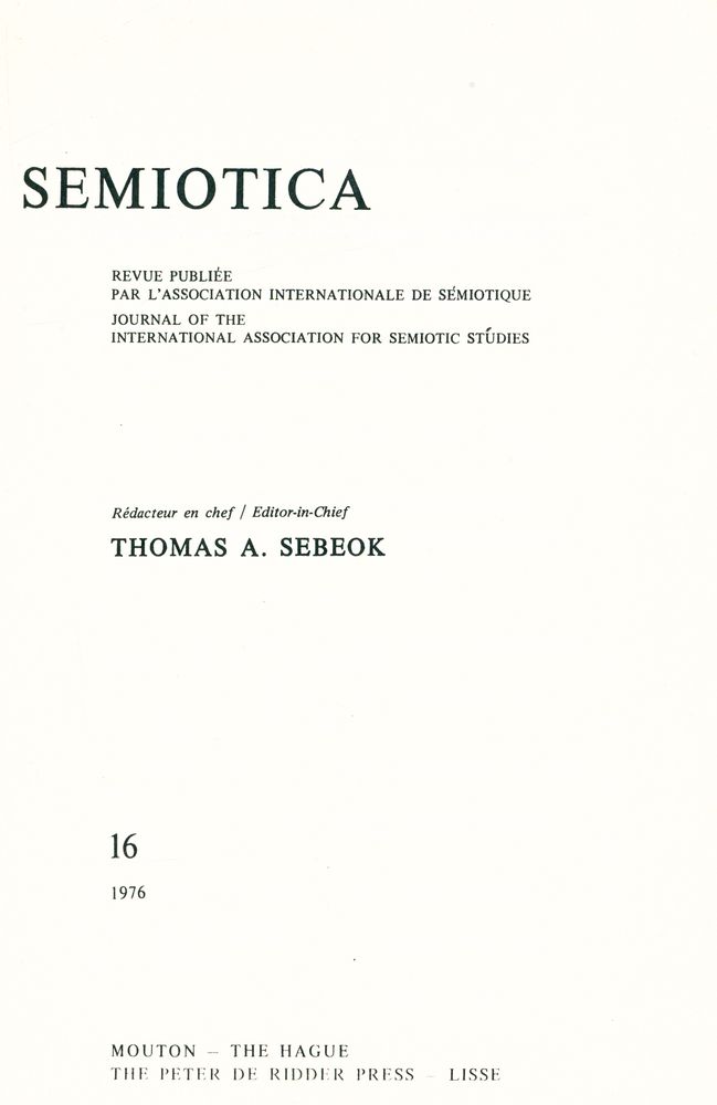 『SEMIOTICA』 1976 Volume 16 2