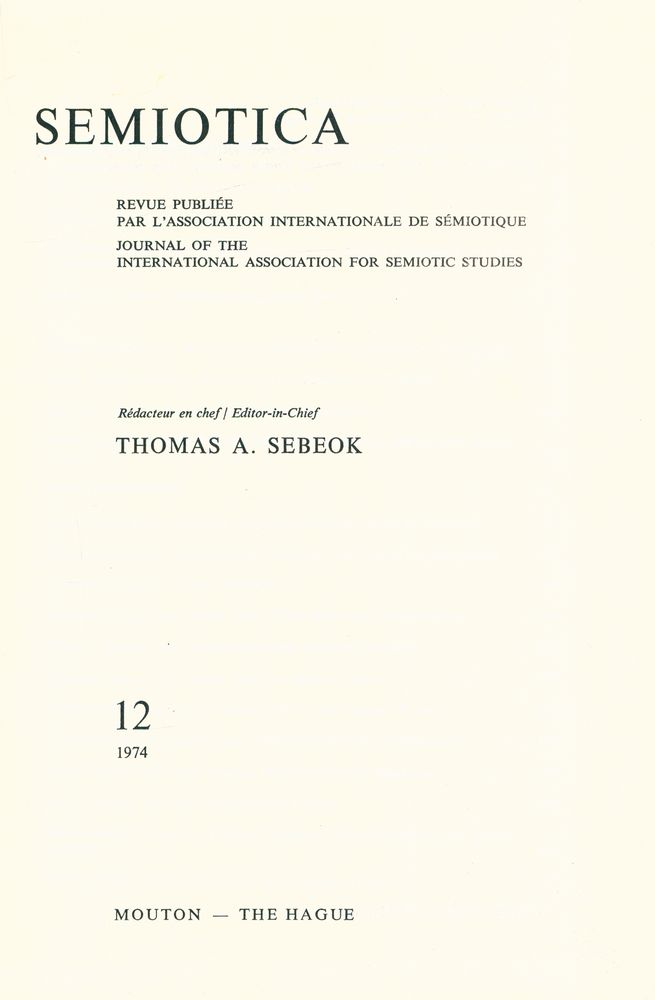 『SEMIOTICA』 1974 Volume 12 2