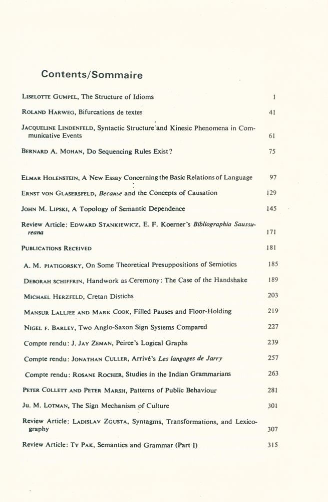 『SEMIOTICA』 1974 Volume 12 3