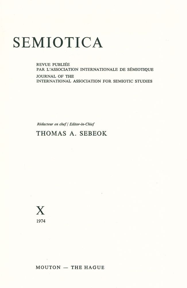 『SEMIOTICA』 1974 Volume 10 2