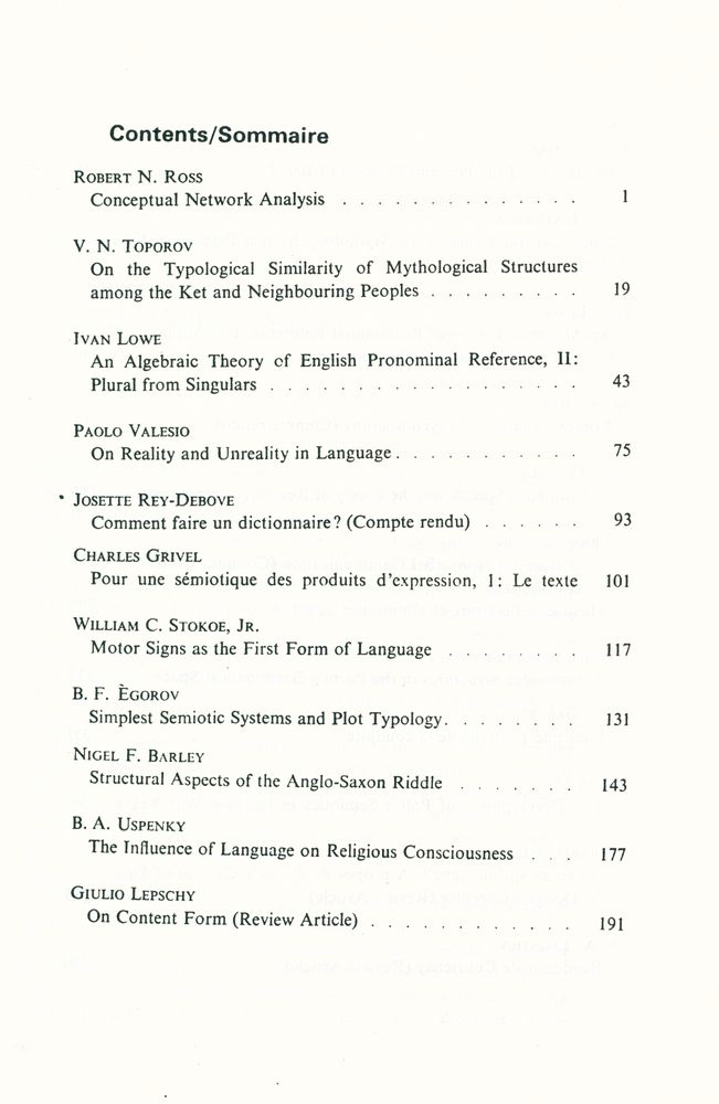 『SEMIOTICA』 1974 Volume 10 3