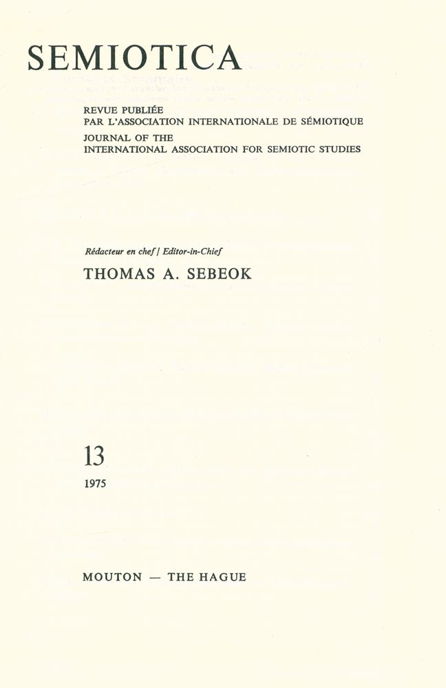 『SEMIOTICA』 1975 Volume 13 2
