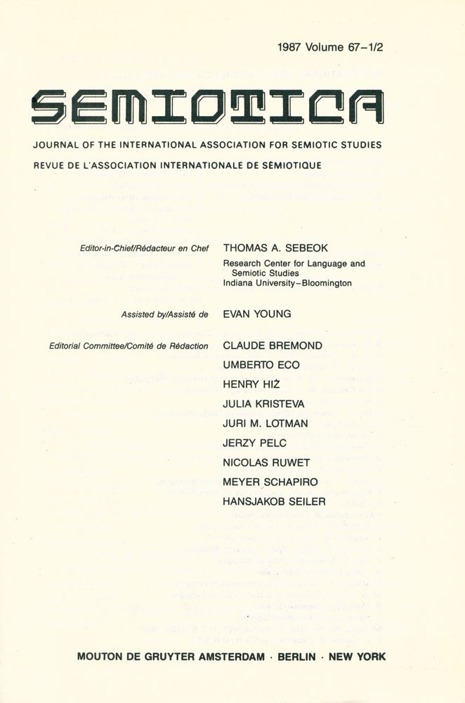 『SEMIOTICA』 1987 Volume 67 - 1/2 1