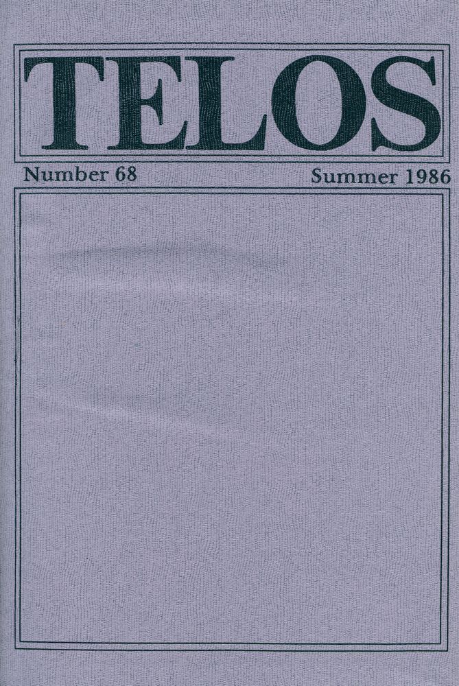 『Telos』 (No.68.69) 1986 1