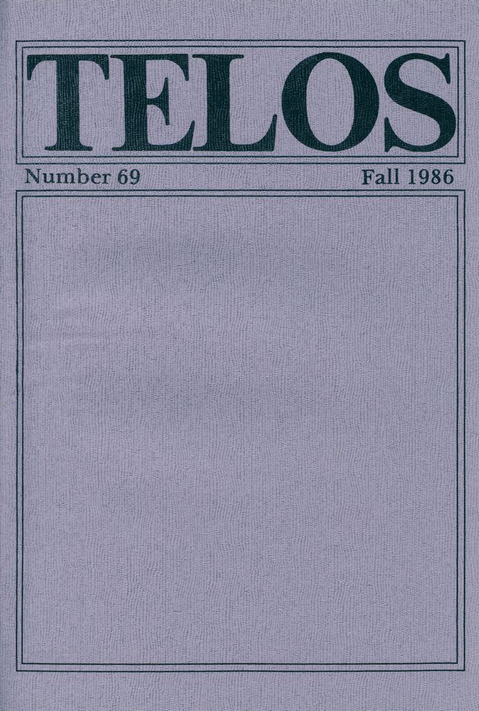『Telos』 (No.68.69) 1986 4