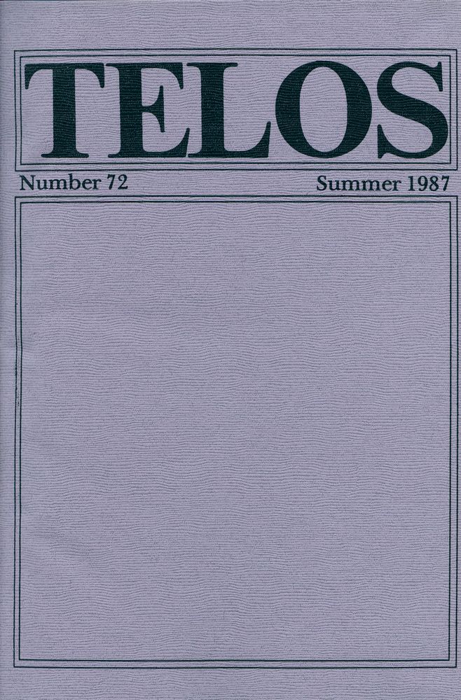 『Telos』 (No.72.73) 1987 1