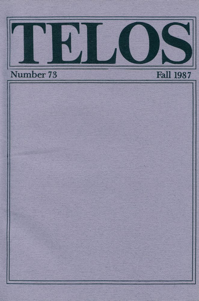 『Telos』 (No.72.73) 1987 4
