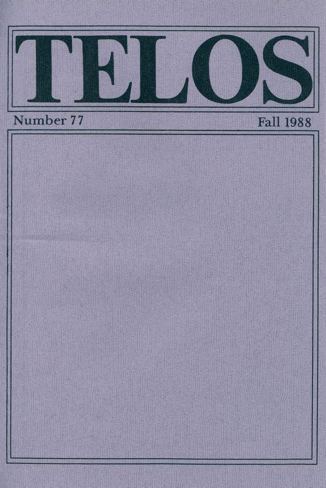 『Telos』 (No.76.77) 1988 3