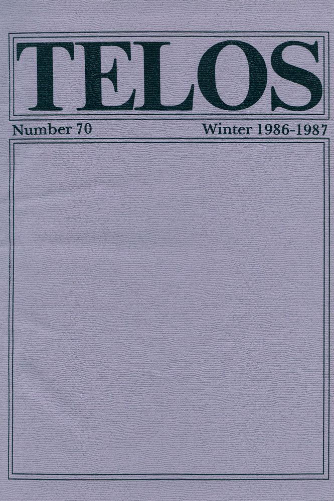 『Telos』 (No.70.71) 1986 - 87 1