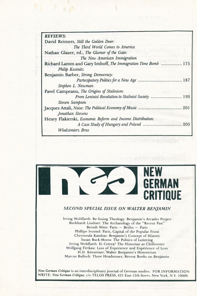 『Telos』 (No.70.71) 1986 - 87 3