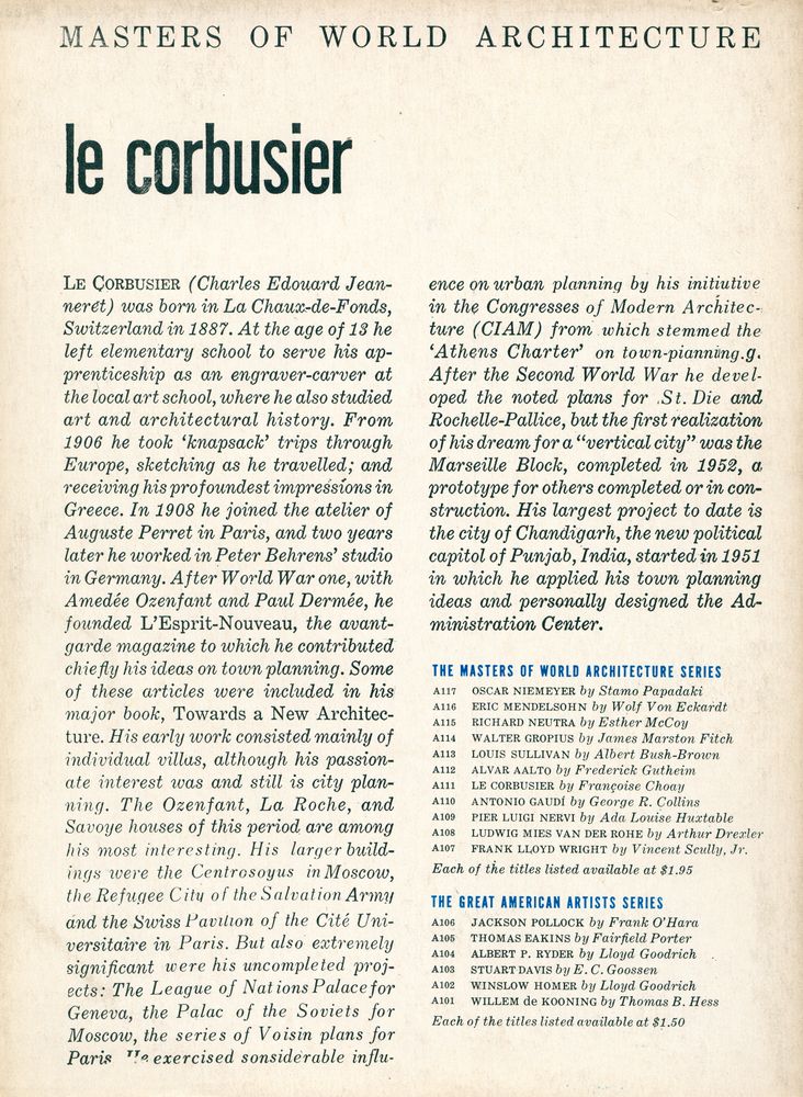 『MASTERS OF WORLD ARCHITECTURE : le corbusier』 3