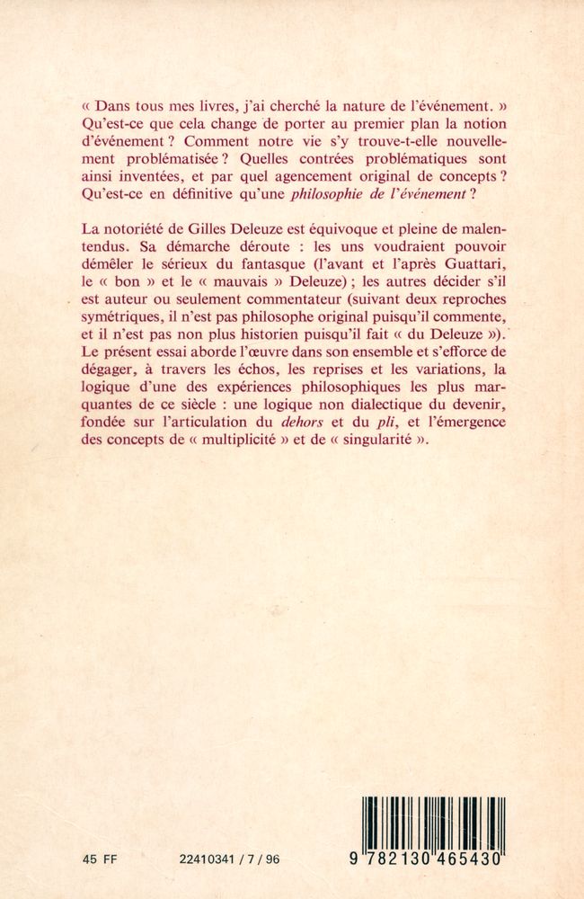 『DELEUZE UNE PHILSLPHIE DE L'ÉVÉNEMENT』 3