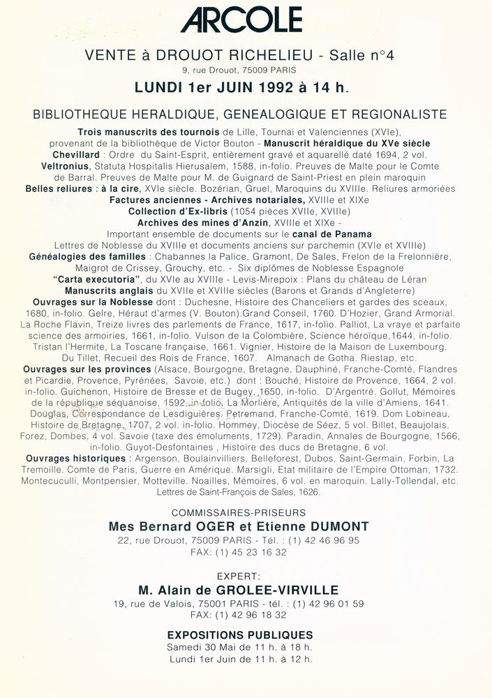 『BIBLIOTHEQUE HERALDIQUE, GENEALOGIQUE ET REGIONALISTE』 2