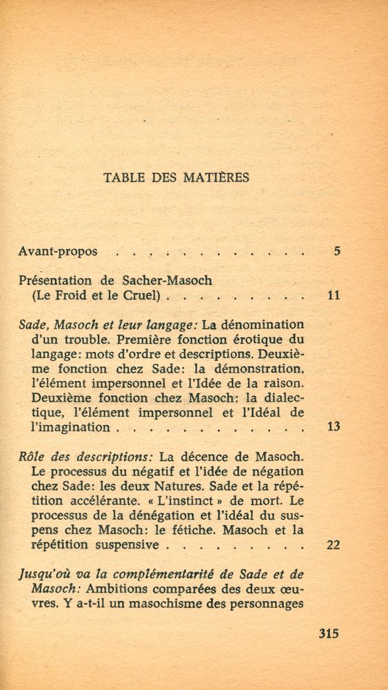 『PRÉSENTATION DE SACHER - MASOCH : LE FROID ET LE CRUEL』 2
