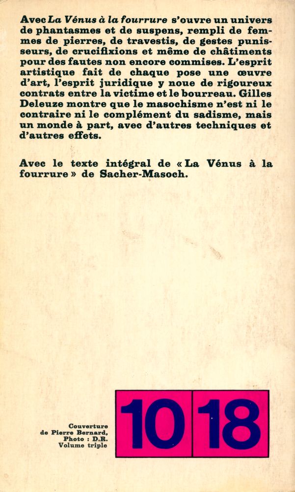 『PRÉSENTATION DE SACHER - MASOCH : LE FROID ET LE CRUEL』 6