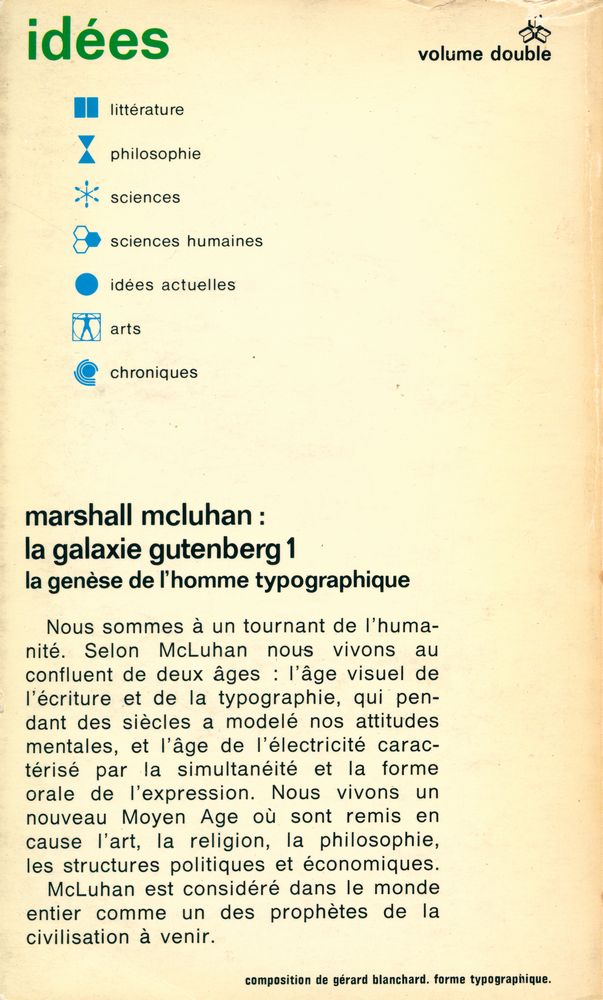 『la galaxie gutenberg 1 : la genèse de l'homme typographique』