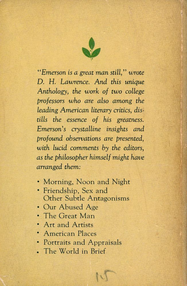 『EMERSON : A MODERN ANTHOLOGY』 3