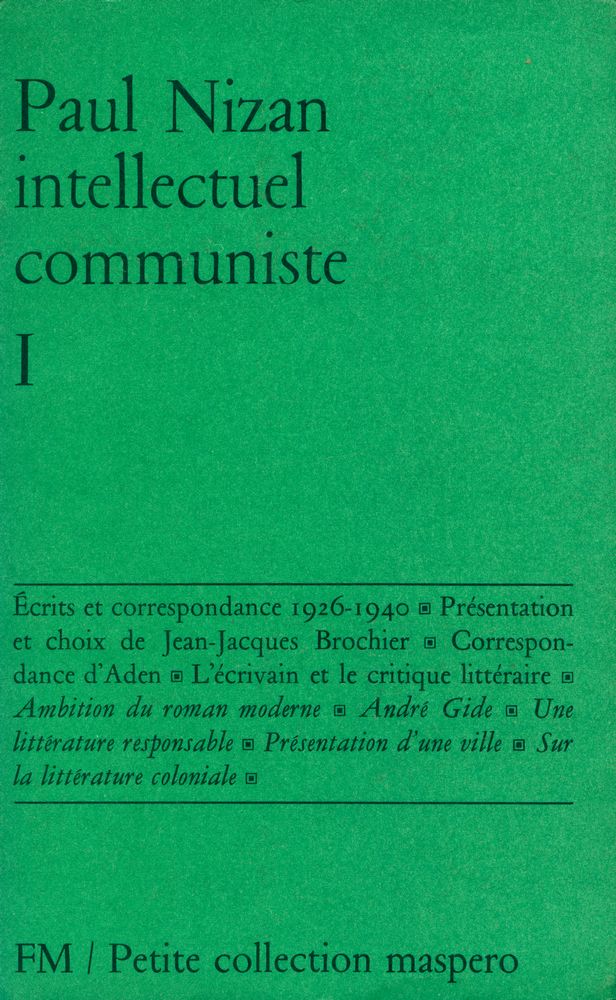 『Paul Nizan, intellectuel communiste 1926 - 1940 Ⅰ』 1