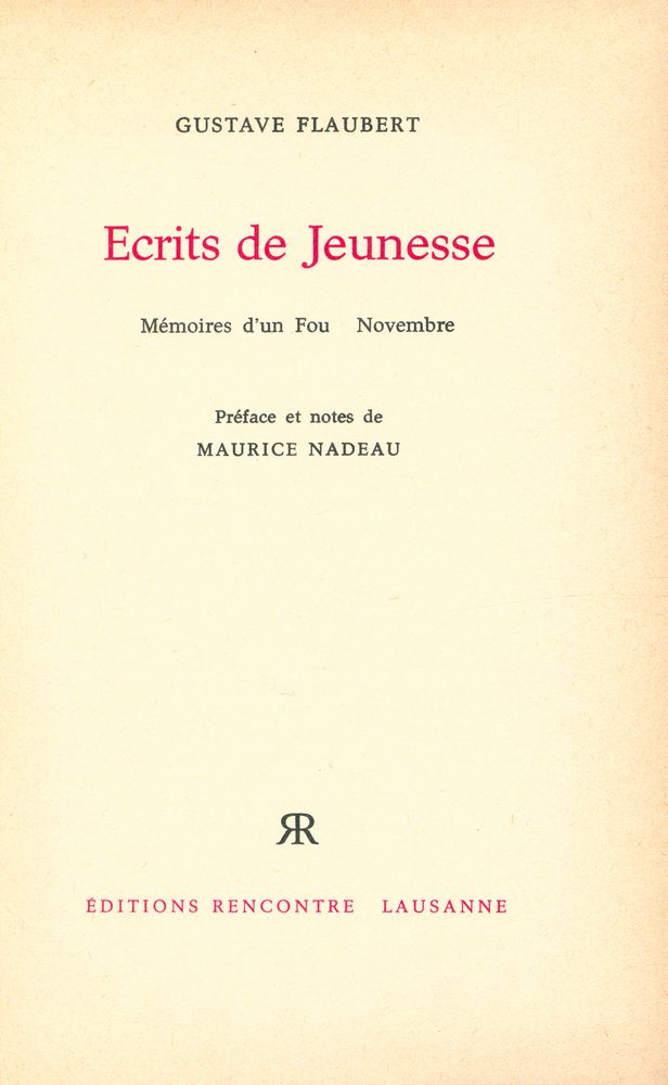 『Ecrits de Jeunesse : Mémoires d'un Fou, Novembre』 1