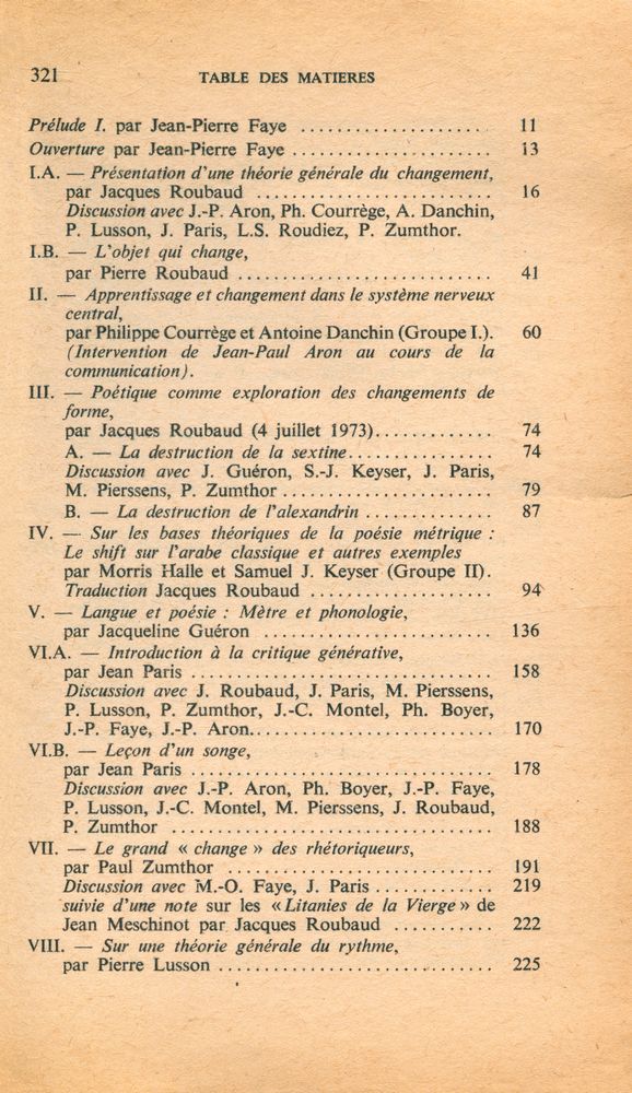 『Ⅰ. CHANGE DE FORME BIOLOGIES ET PROSODIES : Changement de forme, Révolution, Langage』 2