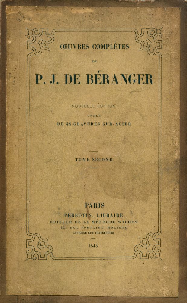 『OEUVRES COMPLÈTES DE P. J. DE BÉRANGER : TOME SECOND』 1