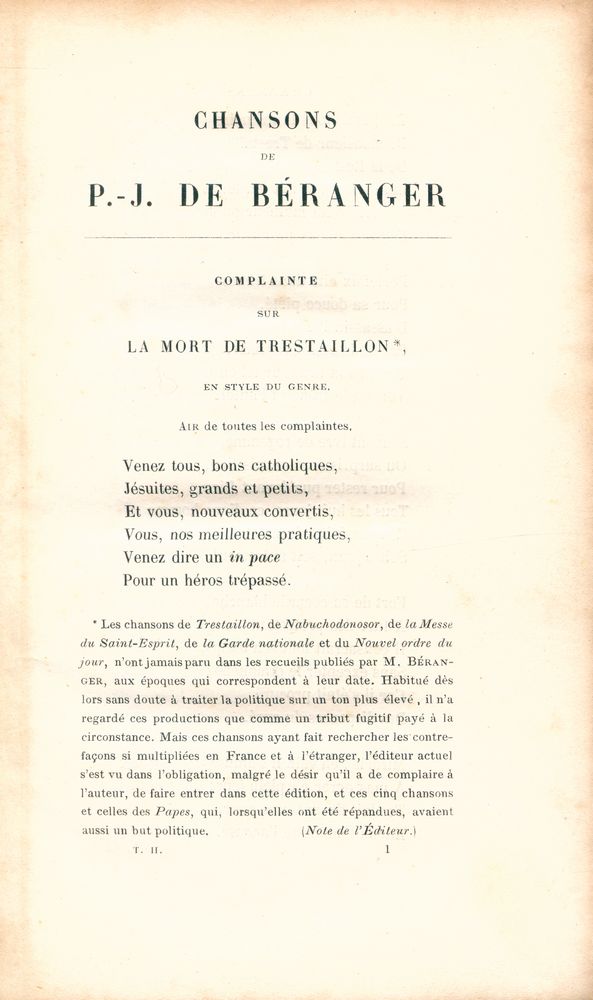 『OEUVRES COMPLÈTES DE P. J. DE BÉRANGER : TOME SECOND』 2