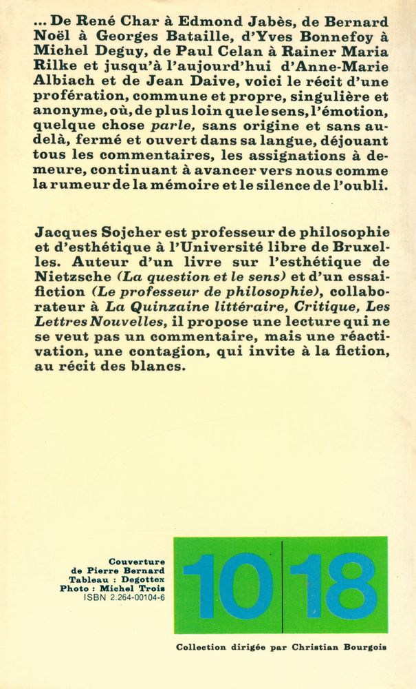 『LA DÉMARCHE POÉTIQUE : Lieux et sens de la poésie contemporaine』 6