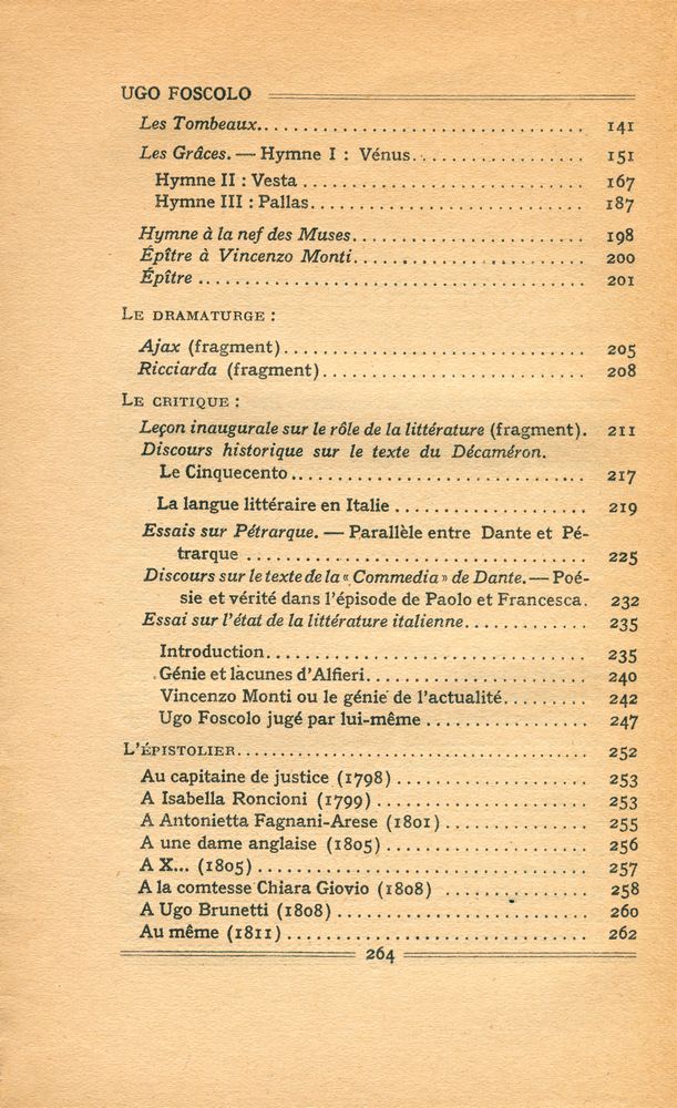 『UGO FOSCOLO : POÉSIE - PROSES CHOISIES』 3