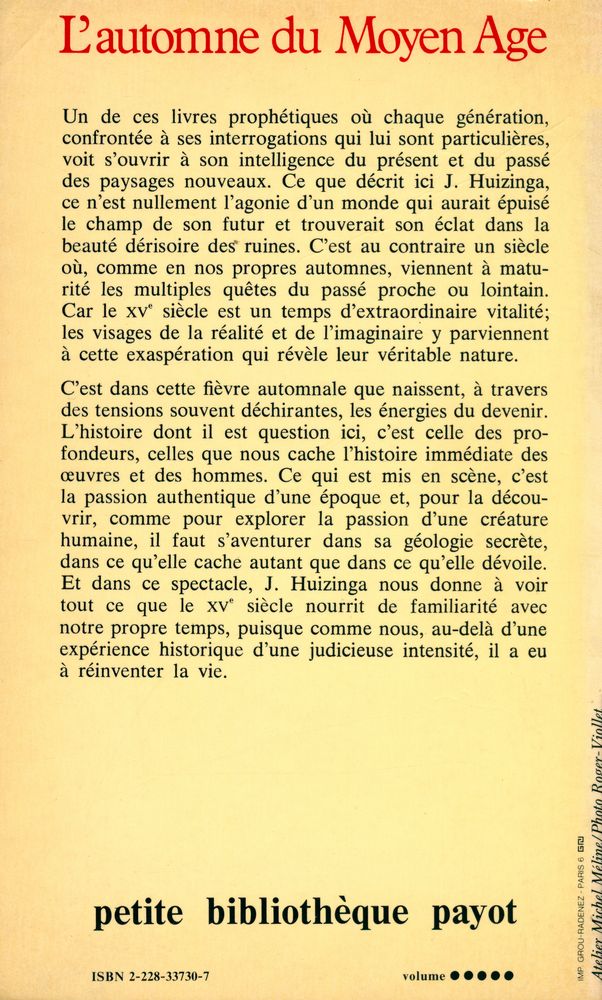 『l'automne du moyen âge: avec un entretien de jacques le goff』 3