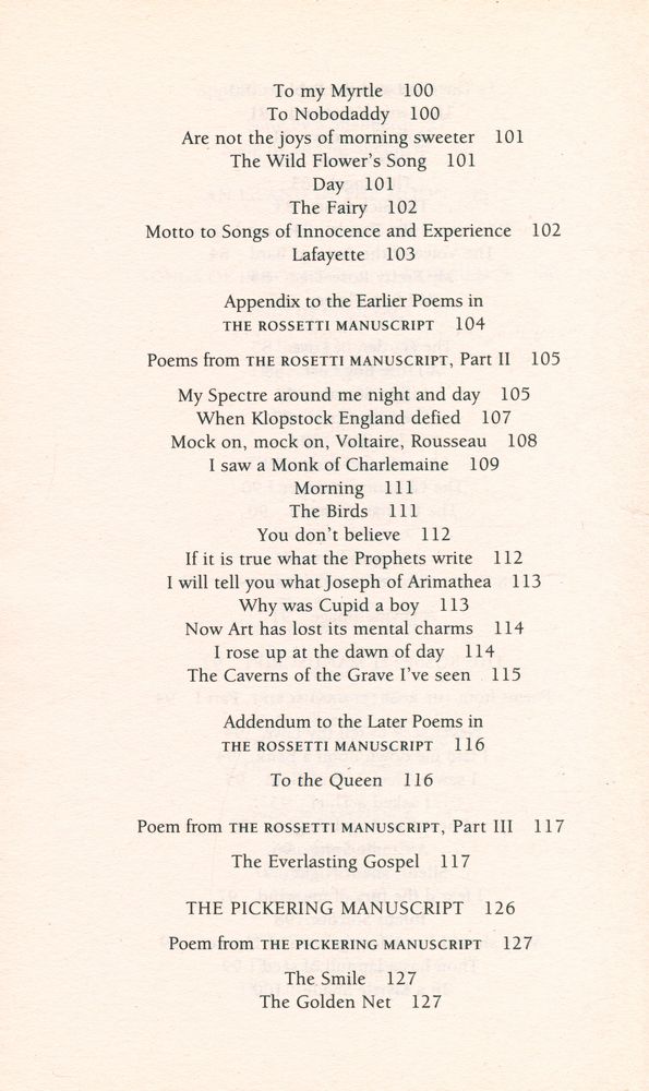 『The Selected Poems of William Blake』 5
