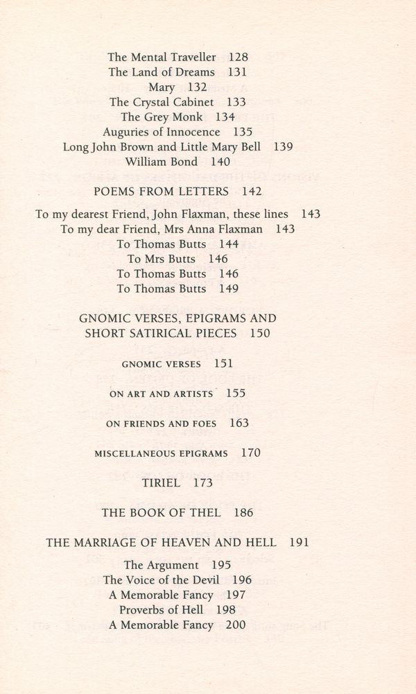 『The Selected Poems of William Blake』 6