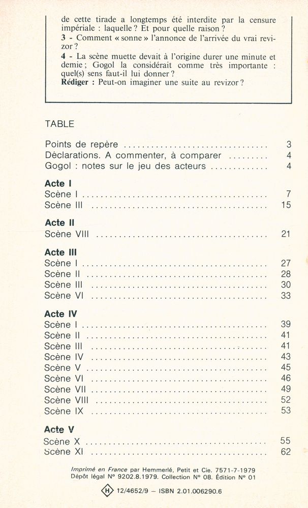 『lectures pour les collègesle - revizor』 2