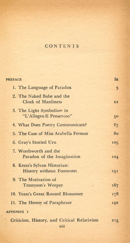 『THE WELL WROUGHT URN : STUDIES IN THE STRUCTURE OF POETRY』 2