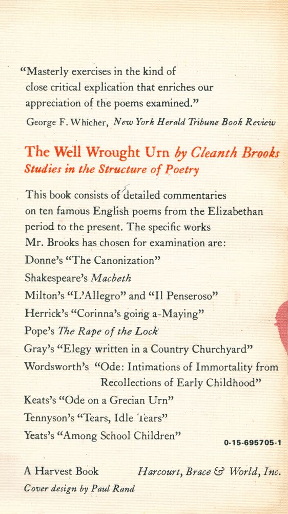 『THE WELL WROUGHT URN : STUDIES IN THE STRUCTURE OF POETRY』 4