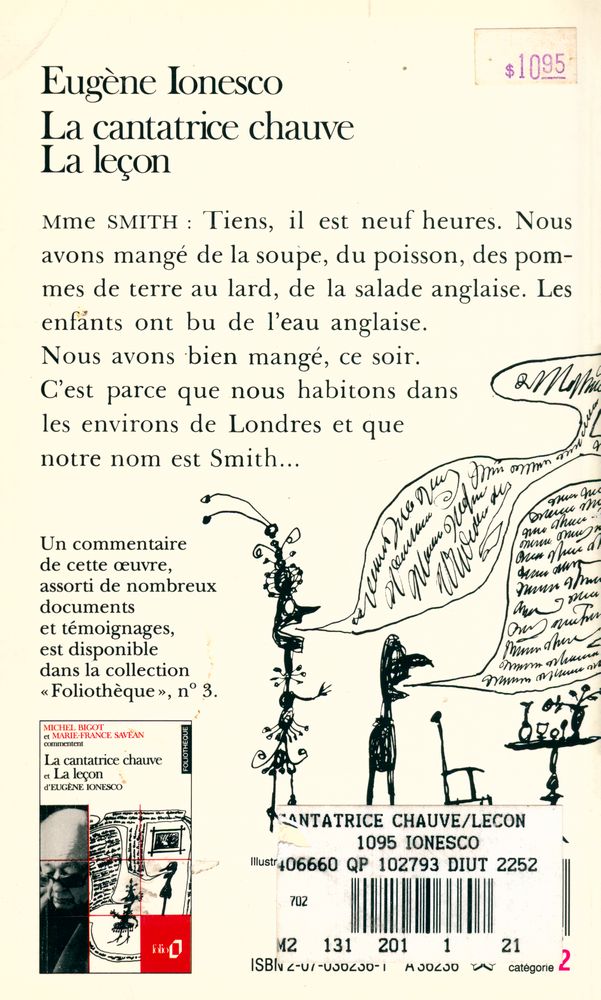 『La cantatrice chauve : ANTI - PIÈCE suivi de La Leçon : DRAME COMIQUE』 3