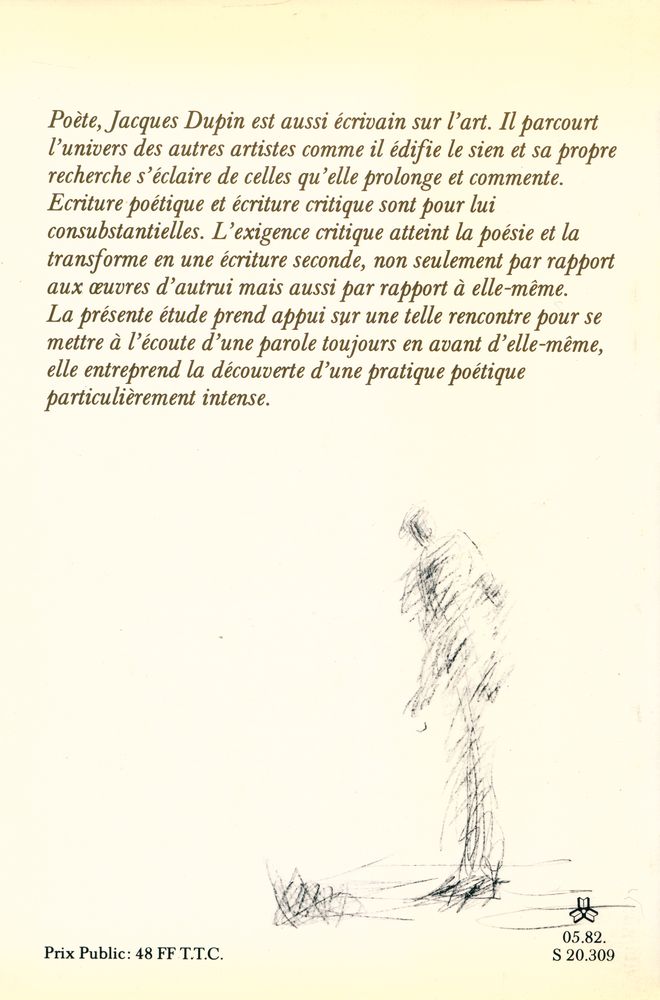 『L'écriture seconde: La pratique poétique de Jacques Dupin』 5
