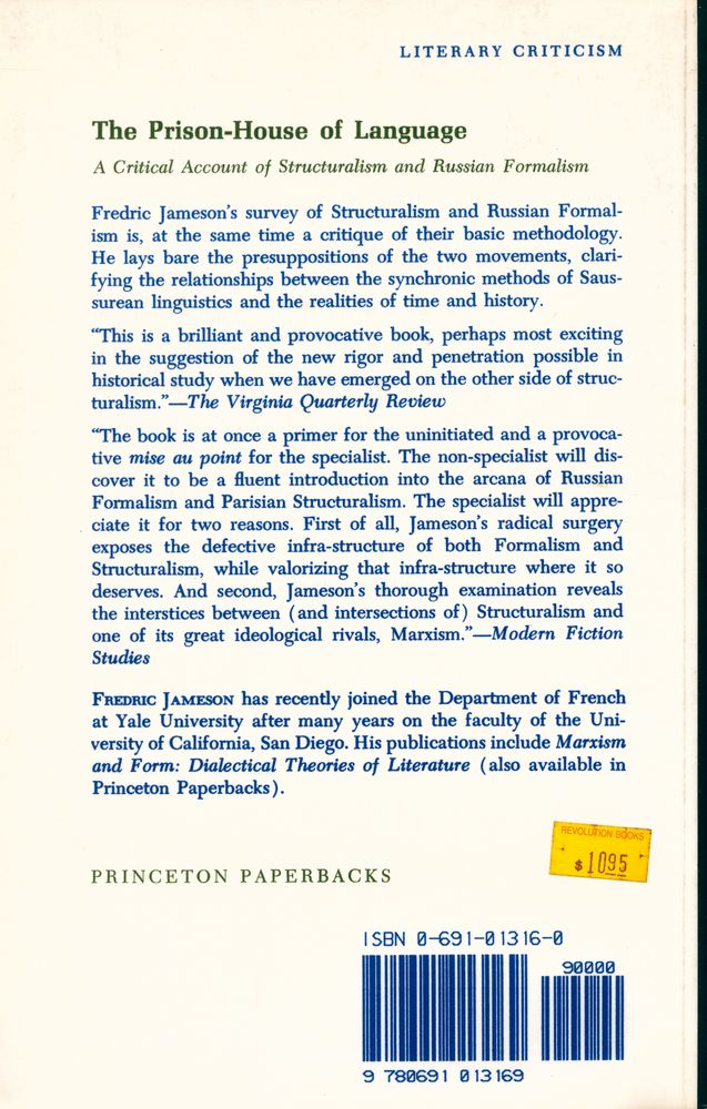 『The Prison-House of Language : A Critical Account of Structuralism and Russian Formalism』 3