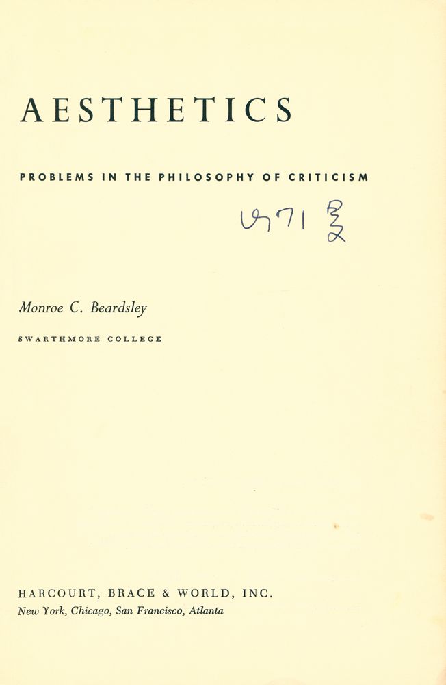 『AESTHETICS : PROBLEMS IN THE PHILOSOPHY OF THE CRITICISM』 1