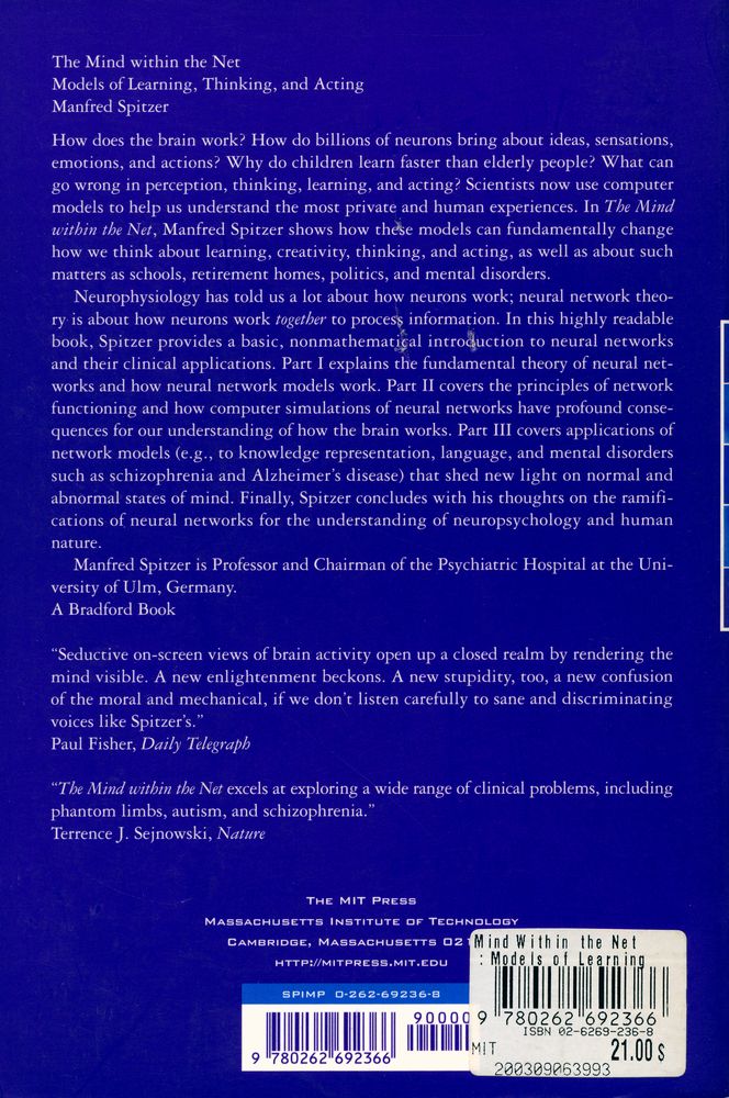 『The mind within the net : models of learning, thinking, and acting』 3