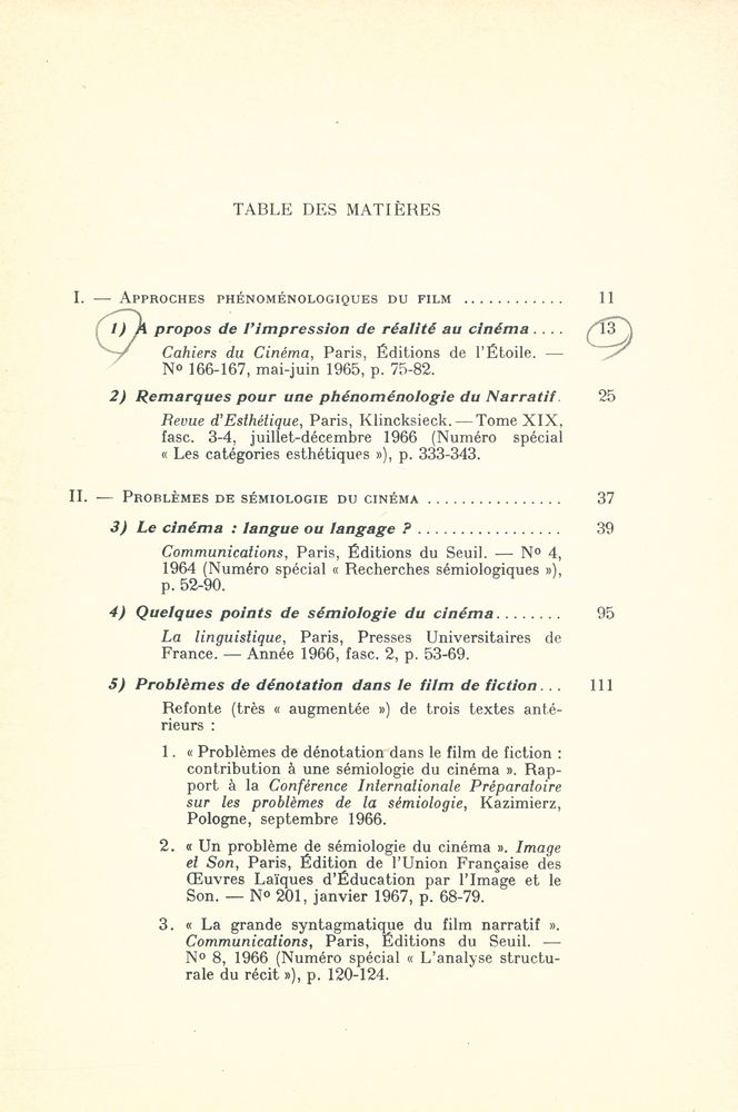 『ESSAIS SUR LA SIGNIFICATION AU CINEMA : TOMEⅠ』 2