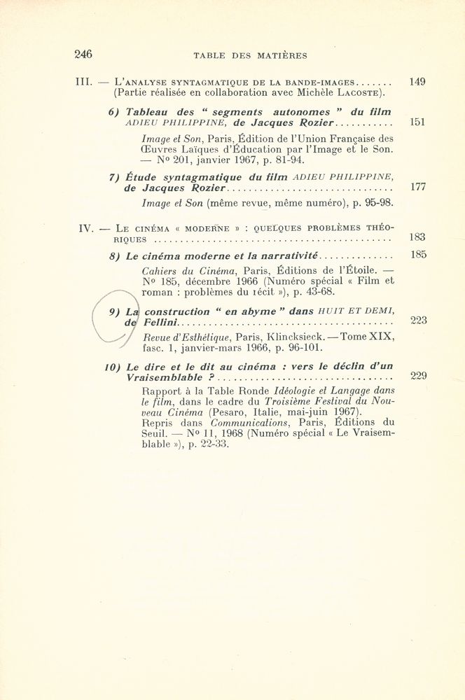『ESSAIS SUR LA SIGNIFICATION AU CINEMA : TOMEⅠ』 3