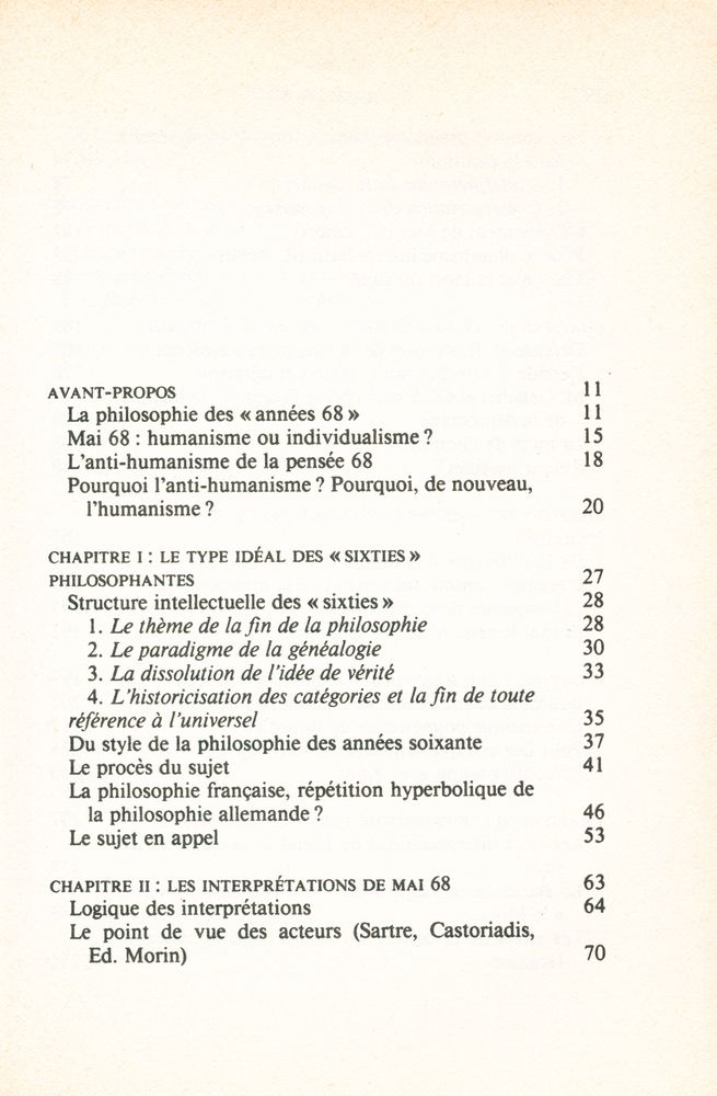 『La penseé 68 : Essai sur I'anti - humanisme contemporain』 2
