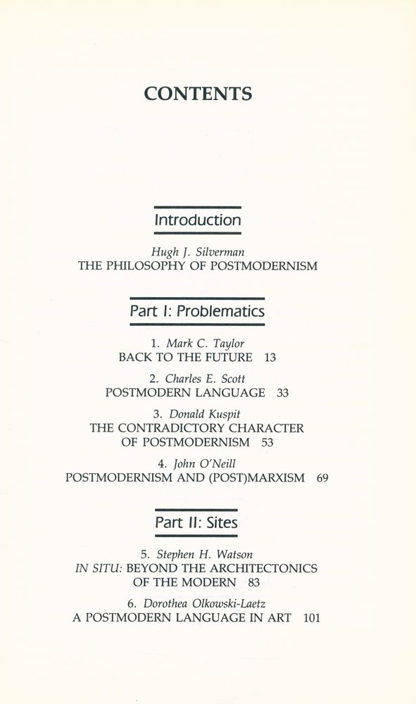 『CONTINENTAL PHILOSOPHY Ⅲ : POSTMODERNISM - PHILOSOPHY AND THE ARTS』 2