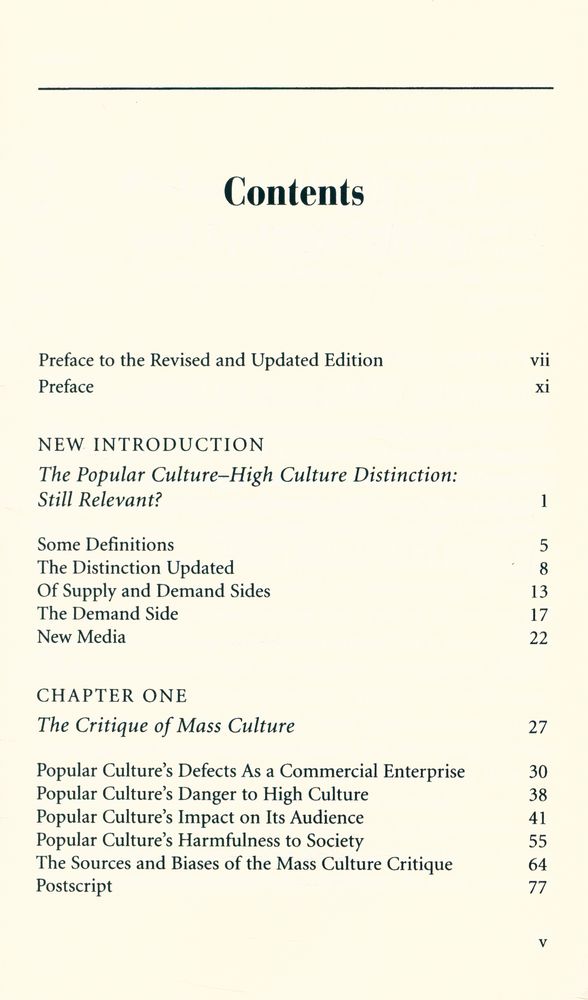 『Popular culture and high culture : an analysis and evaluation of taste』 2