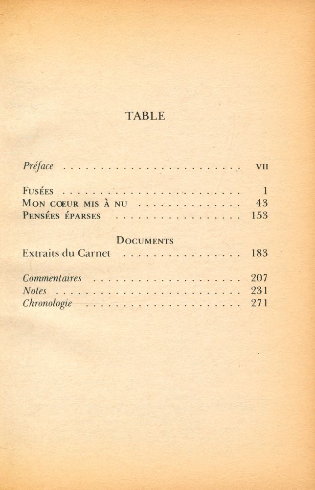 『Mon cœur mis à nu, Fusées, Pensées éparses』 2