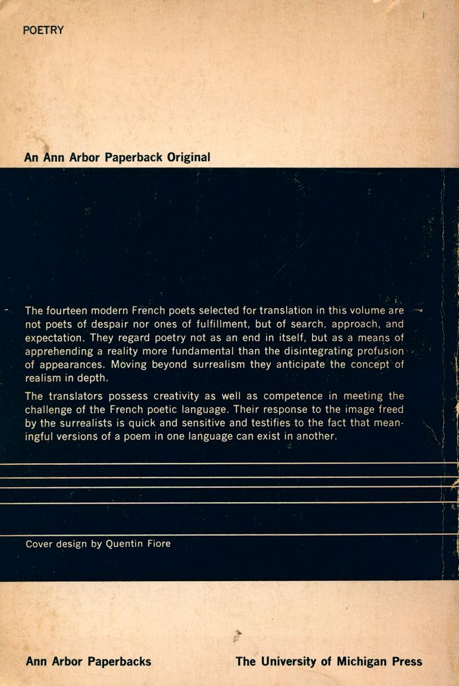 『Contemporary French Poetry : Fourteen Witnesses of Man's Fate』 7