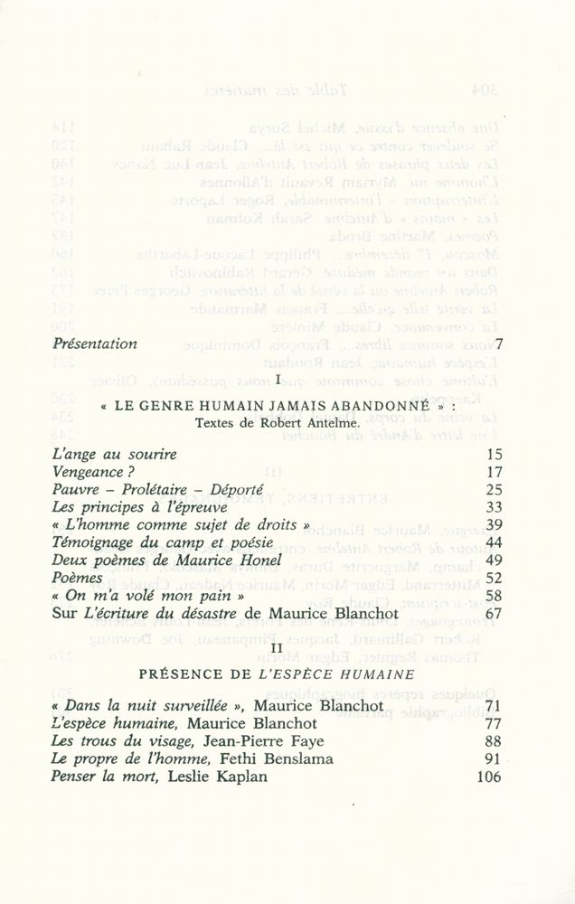 『ROBERT ANTELME : TEXTES INÉDITS SUR L'ESPÈCE HUMAINE, ESSAIS ET TÉMOIGNAGES』 2
