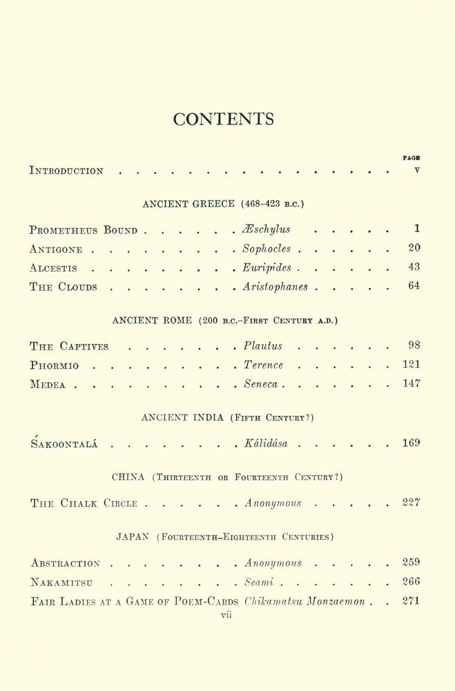 『WORLD DRAMA : Ancient Greece, Rome, India, China, Japan; Medieval Europe, and England』 2