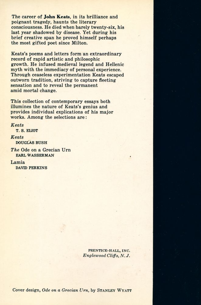 『KEATS : A COLLECTION OF CRITICAL ESSAYS』 3